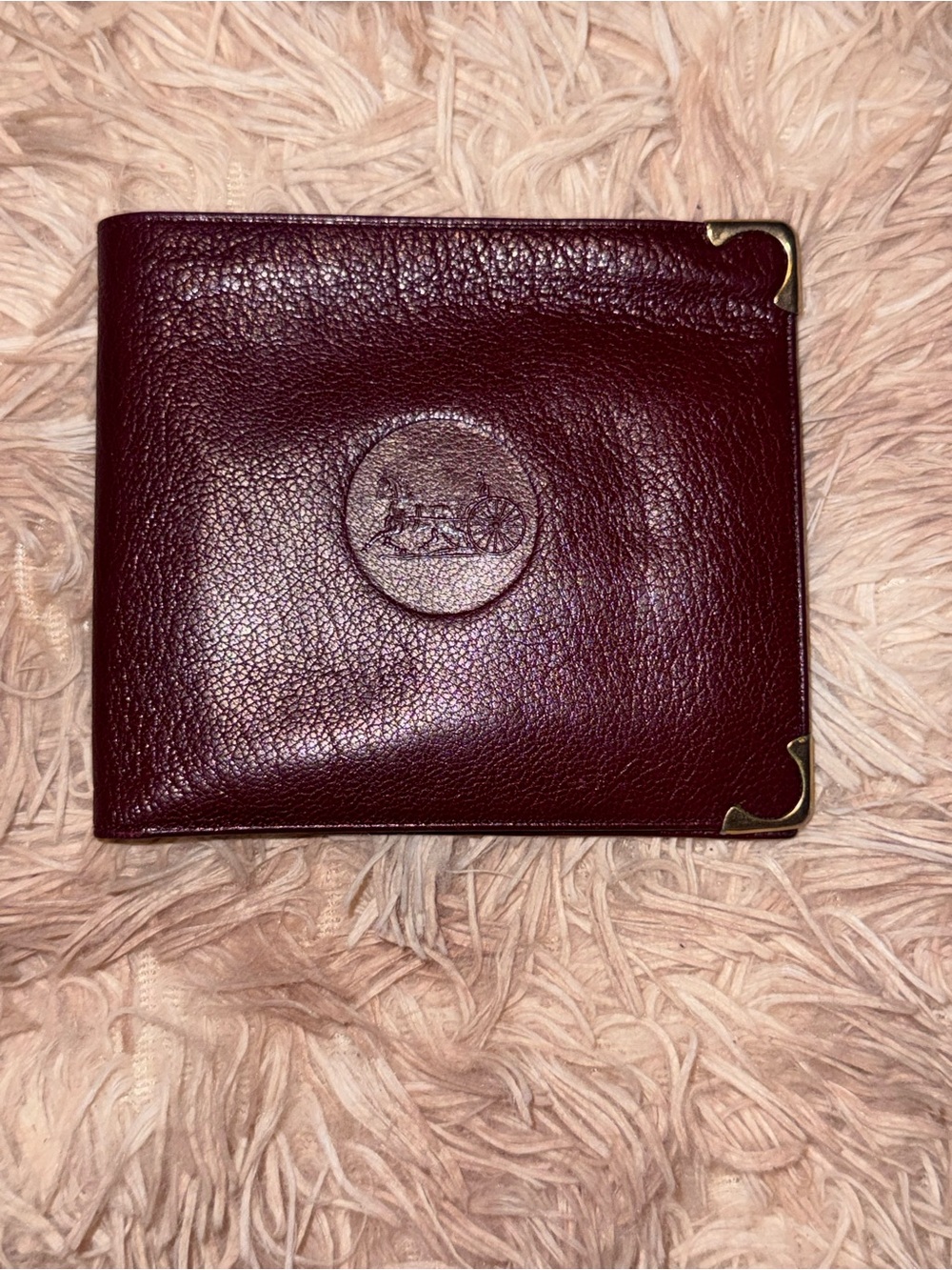 Vintage Celine Paris Bordeaux Leather Horse Carriage Bifold Wallet